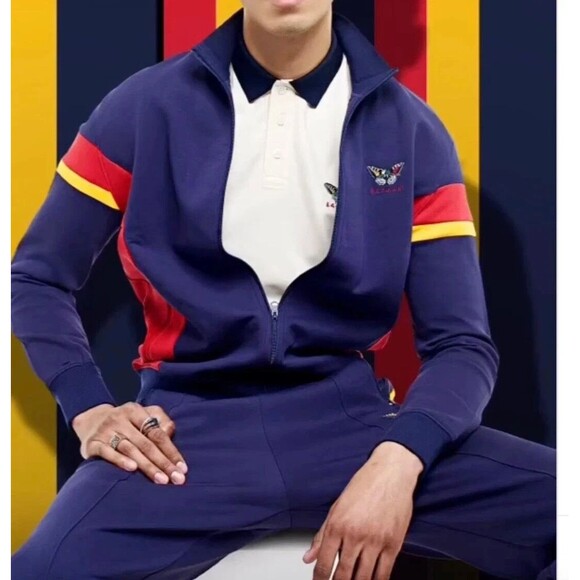 AGTAWH Men's Flower Peace Neoprene Track Jacket, Blue, XL - Picture 1 of 3